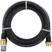 vidaXL Saugschlauch mit Messing-Anschlüssen Schwarz 1,1" 25 m PVC