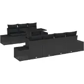 vidaXL Sofa Set 8 stk. Schwarz Poly-Rattan