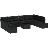 vidaXL Gartensofa-set 11 stk. Schwarz Poly-Rattan