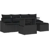 vidaXL Gartensofa-set 6 stk. Schwarz Poly-Rattan