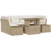 vidaXL Sofa Set 7 stk. Beige und Creme Poly-Rattan