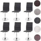 Generique 6er-Set Esszimmerstuhl HWC-C41, Stuhl Küchenstuhl, höhenverstellbar drehbar, Stoff/Textil grau