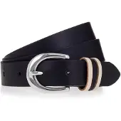 Tamaris Ledergürtel , Damen, Gr. 80, schwarz, Rindsleder, Gürtel Ledergürtel, mit Dreifach-Schlaufe verziert
