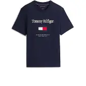 Tommy Hilfiger T-Shirt "TOMMY EMBRO FLAG", Herren, Gr. L, desert sky, Single Jersey, Obermaterial: 100% Baumwolle, regular fit, Rundhals, Shirts T-Shirt, mit Logostickerei, Jersey, normale Passform