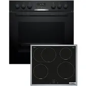 Bosch Induktions Herd-Set "HND615LS62", Energieeffizienz: A+, schwarz, Herdsets, Gleichmäßige Heißluft auf 3 Ebenen & Bräterzone für große Bräter, Induktions Herd-Set