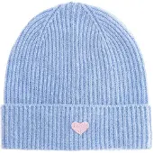 Zwillingsherz Beanie "Beanie with Heart-Patch", Damen, blau (hellblau), Rippstrick, Wolle, unifarben, Mützen Beanie, Rippstrick, mit breitem Umschlag, wärmend