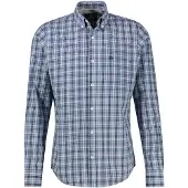 Lerros Langarmhemd , Herren, Gr. XL, N-Gr, blau (classic navy), Web, Obermaterial: 100% Baumwolle, kariert, regular fit hüftbedeckend, Rundhals, Hemden Langarmhemd, kariert, mit Knopfleiste