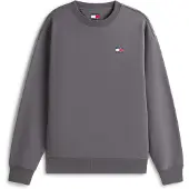 Tommy Hilfiger Sweatshirt TOMMY JEANS "TJ BADGE CREW", Damen, Gr. XXL, grau (washed schwarz), Sweatware, Obermaterial: 100% Baumwolle, relaxed fit, Rundhals, Bündchen, Sweatshirts Sweatshirt, unisex, relaxed fit