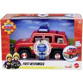 Simba Spielzeug-Feuerwehr "Sam First Responder Fahrzeug", rot, Spielzeugfahrzeuge, KinderB:19cm, Kunststoff, Spielzeug-Feuerwehr, mit Licht und Sound, B:19cm