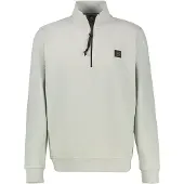 Lerros Sweatshirt "Troyer mit Reißverschlusskragen", Herren, Gr. S, grün (pearl grau), 83% Baumwolle, 16% Polyester, 1% Elasthan, Sweatshirts Sweatshirt