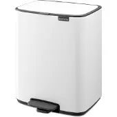 Brabantia Bo Pedal Bin, 12 l, Rechteckig, Stahl, Weiß, Terrasse, 292 mm