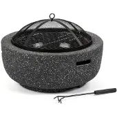 Fieldmann tragbarer Holz-Feuerkorb FZG 1030G, Feuerkelch Ø 60 cm, verchromter Grillrost Ø 43 cm, 25 cm Grillhöhe, Funkenhaube, für den Außenbereich