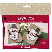 Creativ Company Mini Hobbyset Dekoration, Weihnachtskarten mit Schneemännern, schwarz, braun, mittelorange, weiß, 1 Box