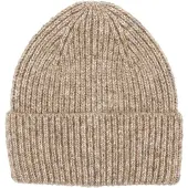 CAPO Strickmütze , Damen, beige, Strick, Materialmix, meliert, Mützen Strickmütze, Melange-Optik, Rippenstrick, breiter Umschlag