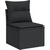 vidaXL 5-tlg. Garten-Sofagarnitur mit Kissen Schwarz Poly Rattan