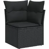 vidaXL 5-tlg. Garten-Sofagarnitur mit Kissen Schwarz Poly Rattan
