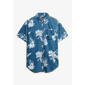 Superdry für Herren. M4010936A Loom blaues Hemd (L), Lässig, Baumwolle, Kurzarm