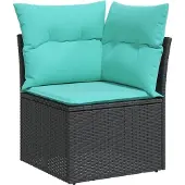 vidaXL 11-teiliges Gartensofa-Set mit Kissen, schwarzes Polyrattan