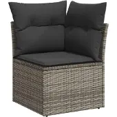 vidaXL 10-tlg. Garten-Sofagarnitur mit Kissen Hellgrau Poly Rattan