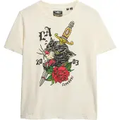Superdry für Damen. W1011607A Locker geschnittenes T-Shirt mit weißem Neo Trad Tattoo-Motiv (M), Lässig, Baumwolle, Kurzarm