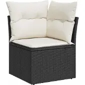 vidaXL Gartensofa-set mit Kissen 9 pcs Schwarz und Creme Poly-Rattan