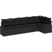 vidaXL Gartensofa-set Schwarz Poly-Rattan