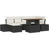 vidaXL Garten-Sofa-Set 7 stk. Schwarz Poly Rattan