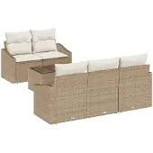 vidaXL Sofa Set 6 stk. Beige und Creme [Synthetisch]: Poly Rattan