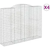 vidaXL Gabionen mit Hochbogen 4 Stk. 300x50x220/240cm Verzinktes Eisen