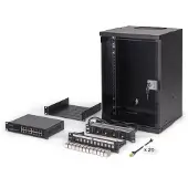 Digitus Netzwerk-Set SOHO Pro, 254 mm (10") - 9HE, 315 x 300 mm (B x T), Wandmontiertes Regal, 9U, 60 kg, Sperrschloss, Ablageschienen, Verbessertes Kabelmanagement
