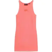 Superdry für Damen. W8011595A Rosa besticktes Kanal-Kleid (S), Lässig, Ärmellos / Hosenträger, Bio-Baumwolle, Nachhaltig