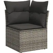 vidaXL 6-tlg. Garten-Sofagarnitur mit Kissen Grau Poly Rattan
