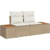 vidaXL Gartensofa-set 4 Stk. Beige und Creme Poly Rattan