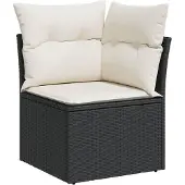 vidaXL 8-tlg. Garten-Sofagarnitur mit Kissen Schwarz Poly Rattan