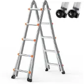 Vevor Teleskopleiter mit A-Rahmen, 5120 mm, kompakte Aluminium-Ausziehleiter, multifunktionale, zusammenklappbare Wohnmobilleiter, für Hausaufgaben, Treppen, Innen- und Außendächer, 150 kg Tragkraft