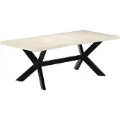 The Living Store Esstisch Weiß 200×100×75 cm Massivholz Mango