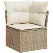 vidaXL 6-tlg. Garten-Sofagarnitur mit Kissen Beige Poly Rattan