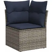 vidaXL 11-teiliges Gartensofa-Set mit Kissen, grau, Polyrattan
