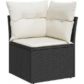 vidaXL 7-tlg. Garten-Sofagarnitur mit Kissen Schwarz Poly Rattan