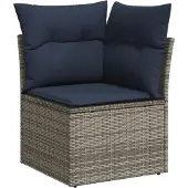 vidaXL 5-teiliges Gartensofa-Set mit Kissen, grau, Polyrattan