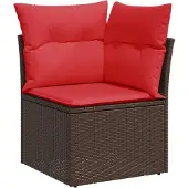 vidaXL 10-teiliges Gartensofa-Set mit Kissen, braun, Polyrattan