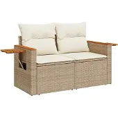 vidaXL Gartensofa-set 11 stk. 8-Sitzanzahl Beige und Creme Poly-Rattan