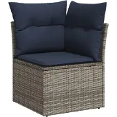 vidaXL 6-teiliges Gartensofa-Set mit Kissen, grau, Polyrattan