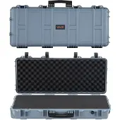 Vevor Waffenkoffer mit Hartschale für Langwaffen, abschließbarer Gewehrkoffer mit vorgeschnittenen Schaumstoffen, Langwaffenkoffer Waffenaufbewahrung rollbar IP67 wasserfest, 97,8 x 42 x 17,3 cm Grau