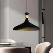 Bamyum Pendelleuchte Schwarz Ø35 cm Metall E27 Moderne Lampe, Ohne Leuchtmittel