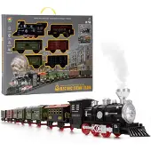 Springos Dampflok-Spielzeug Lokomotive Eisenbahn mit Sound und Dampfeffekt – 5 Wagen