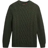 Superdry für Herren. M6110697A Jacob Cable grüner Pullover (L), Lässig, Acryl