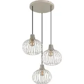 Globo Hängeleuchte Mateo, 3-flg, cremefarben, Metall, Ø 50 cm