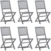 Syfax Klappbare Gartenstühle 6 Stk. mit Sitzkissen Massivholz Akazie