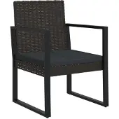 Syfax Gartensessel mit Kissen Schwarz Poly Rattan